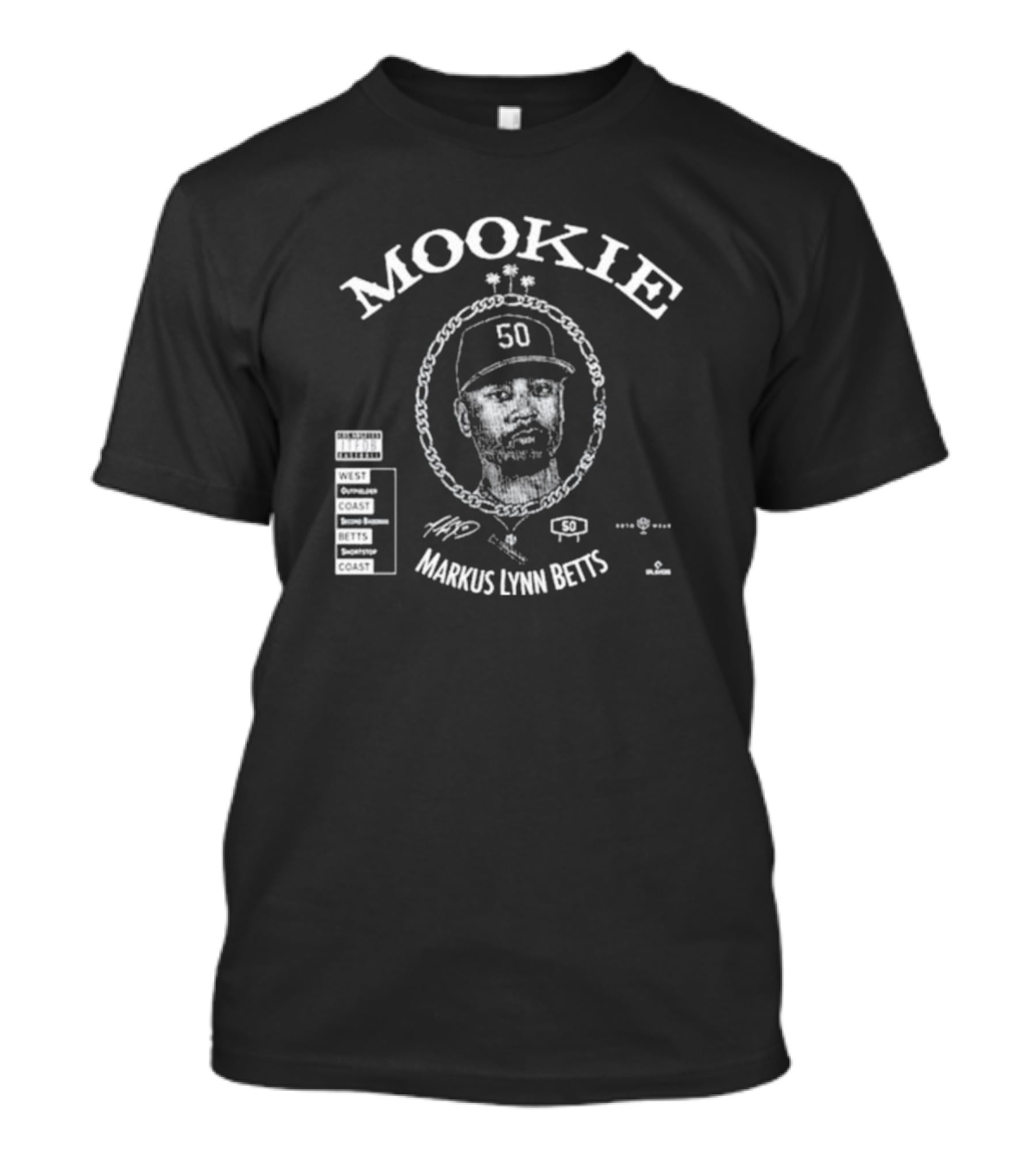 Mookie Markus Lynn Betts West Coast Graphic 50 Signature T-Shirt