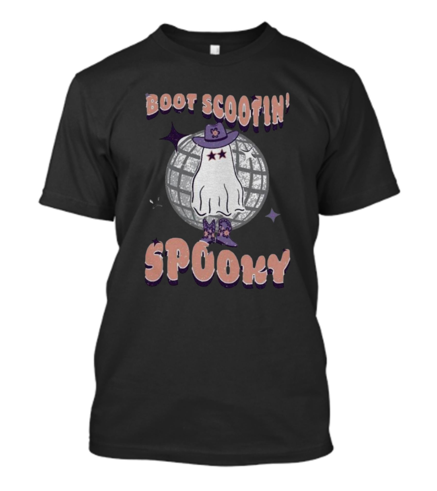 Boot Scootin’ Spooky Ghost With Cowboy Hat And Disco Ball T-Shirt