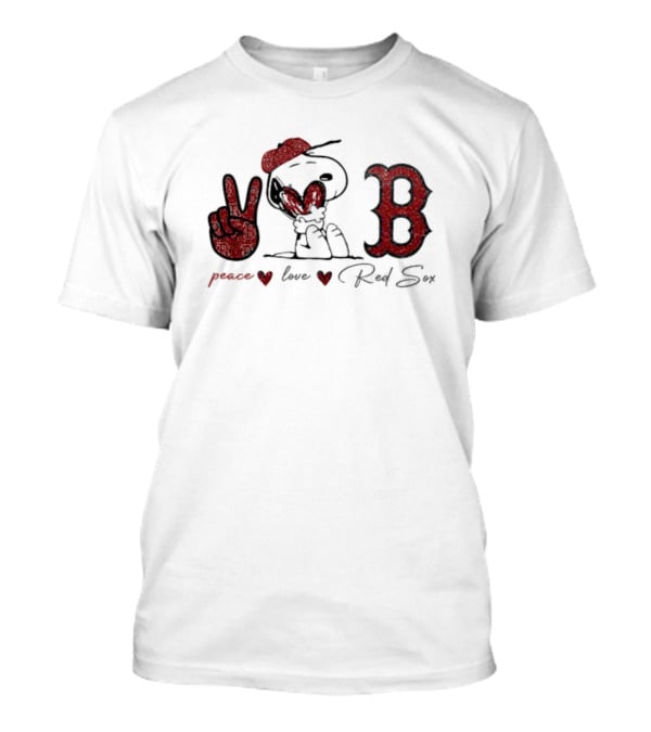 Peace Love Red Sox Snoopy Boston B T-Shirt