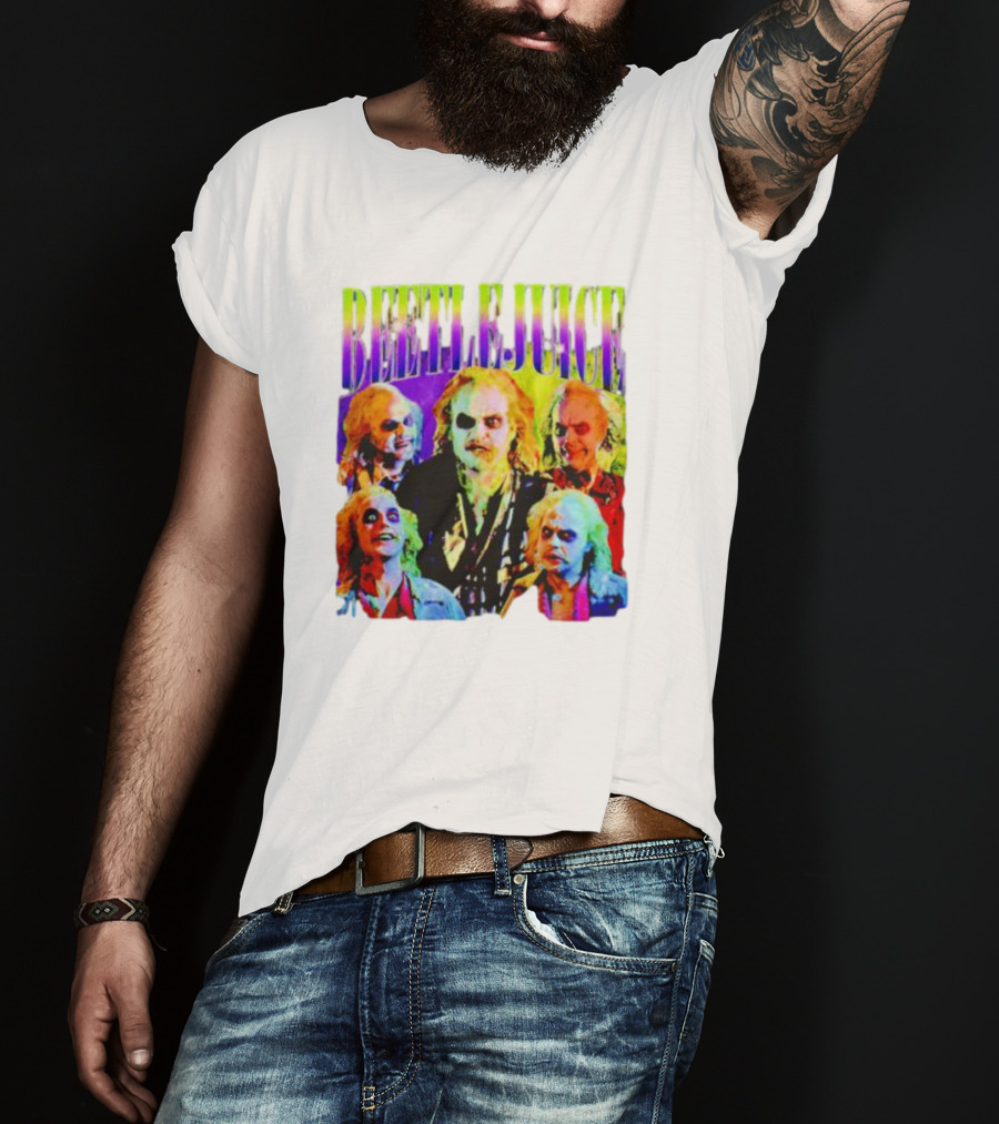Beetlejuice Multicolor Faces Fantasy Horror Movie T-Shirt