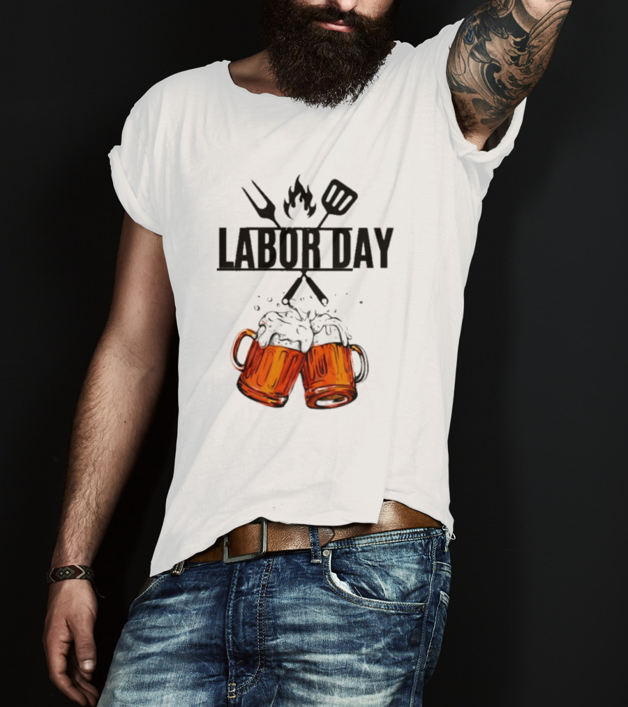 Labor Day BBQ Fire Beer Cheers T-Shirt