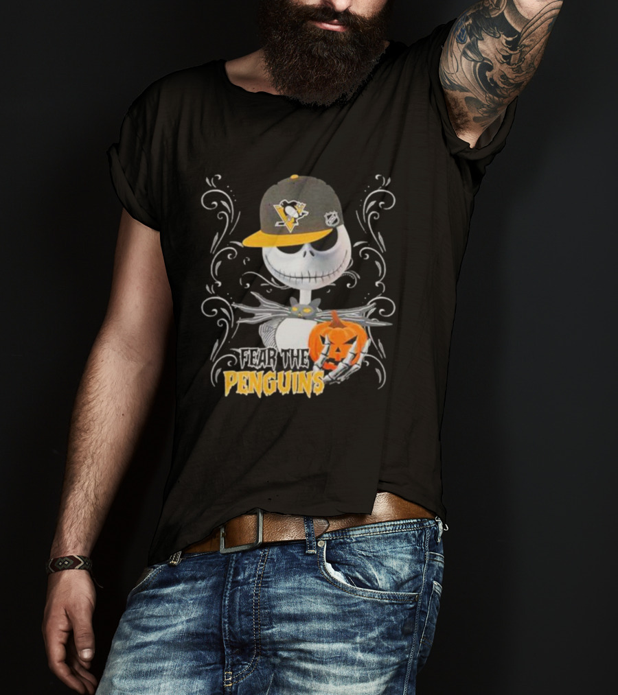 Jack Skellington Fear The Penguins Pittsburgh Halloween Pumpkin T-Shirt