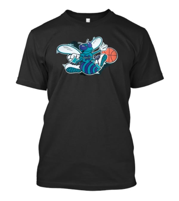 Charlotte Hornets Cartoon Mascot Basketball Playful T-Shirt