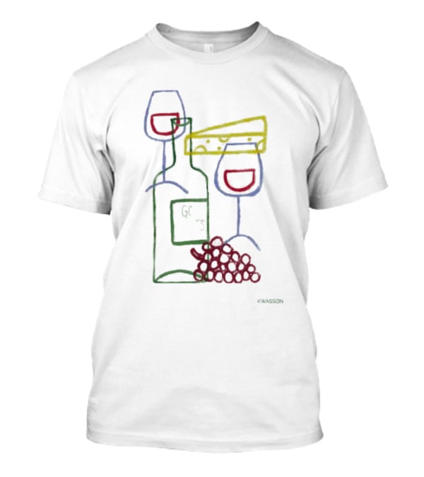 Wine Champagne Good Times Neon Wine Bottle Cheese Grapes T-Shirt