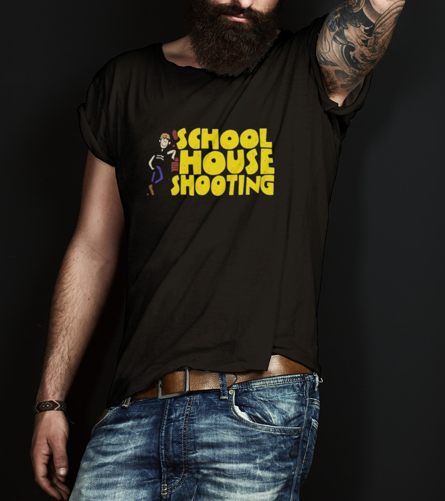 SCHOOL HOUSE SHOOTING Cartoon Character T-Shirt