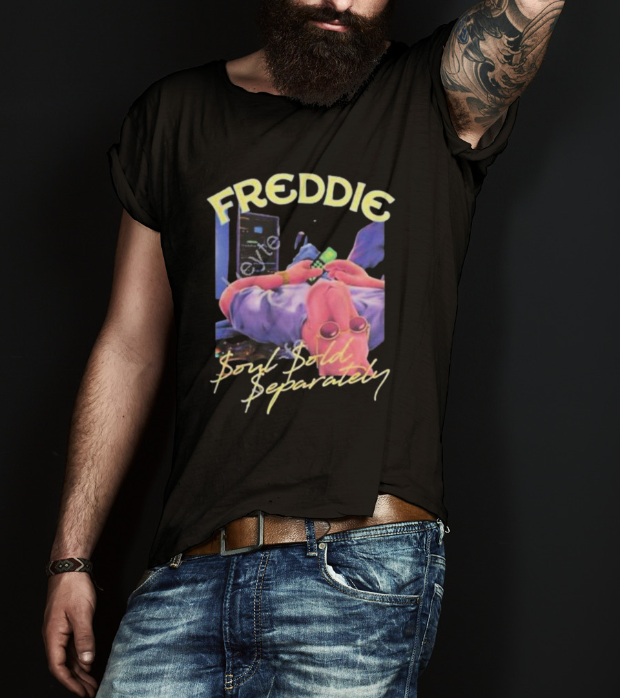 Freddie Soul Sold Separately Retro Style With Relaxed Figure Holding Phone T-Shirt
