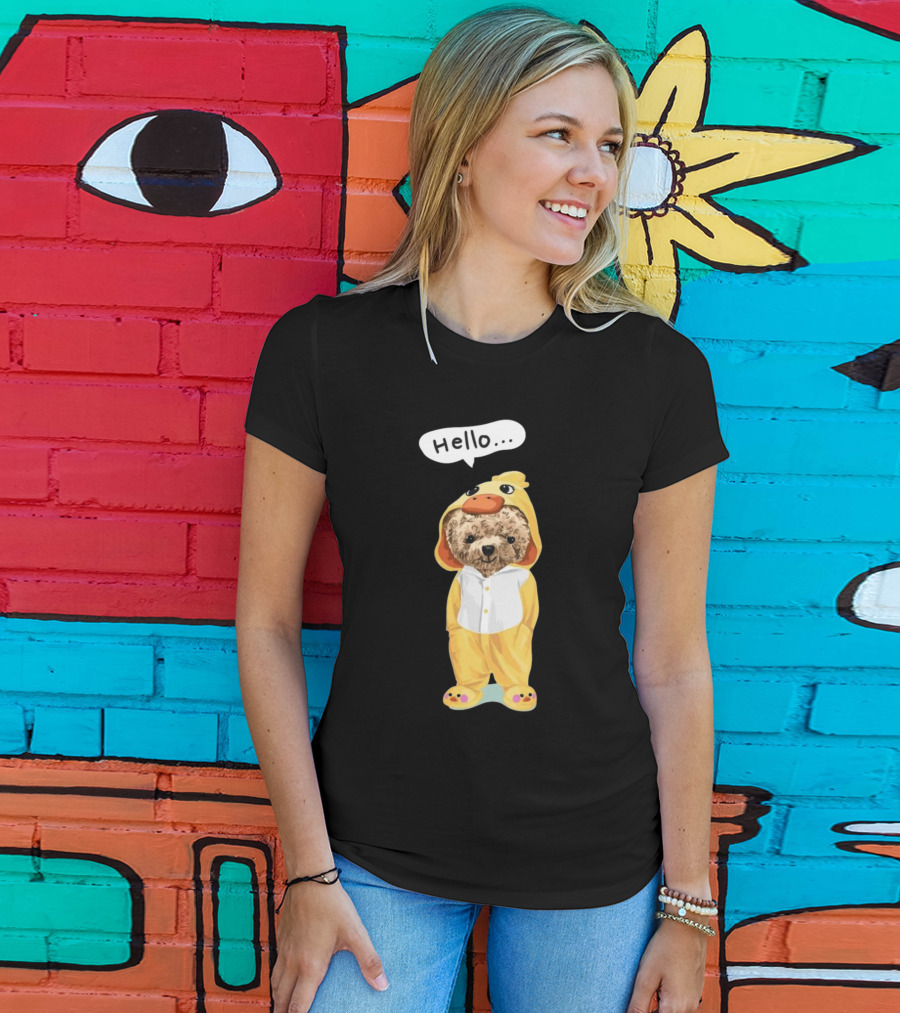 Bear Hello Duck Costume Curious Expression T-Shirt