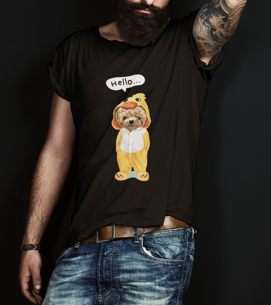 Bear Hello Duck Costume Curious Expression T-Shirt