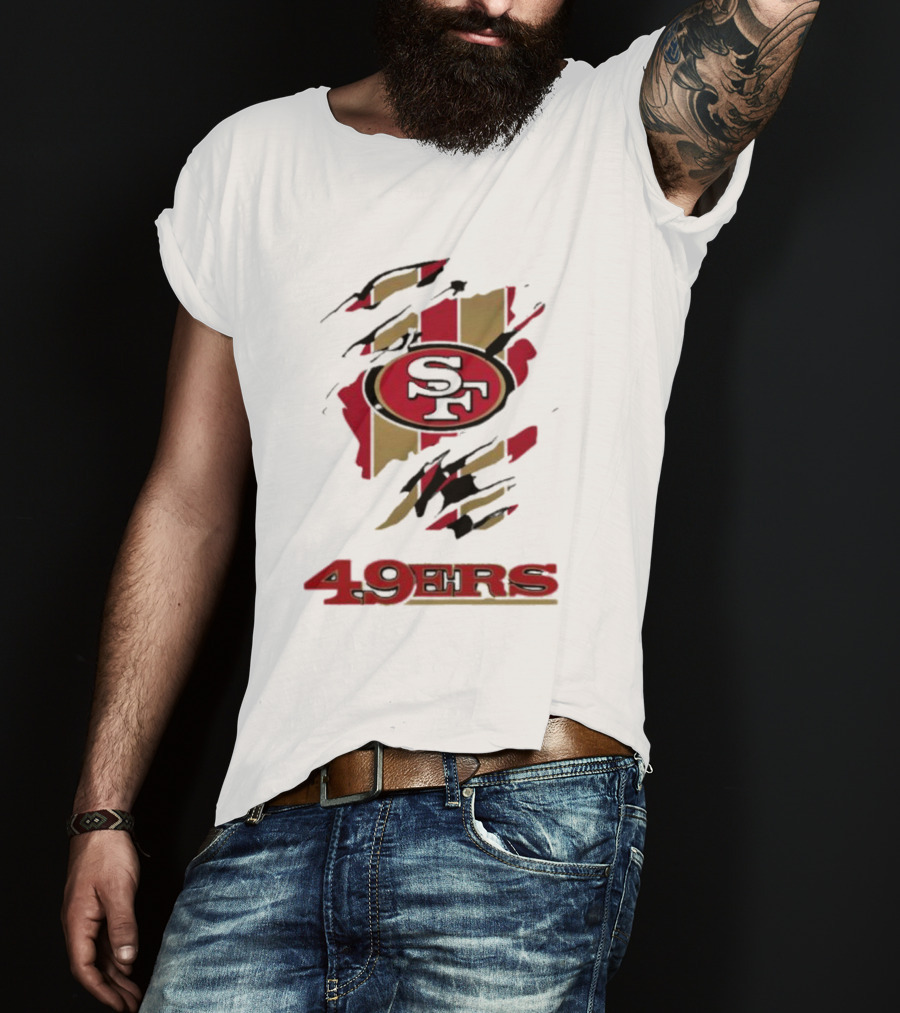 San Francisco 49ers SF Logo With Red And Gold Stripes 49ERS T-Shirt