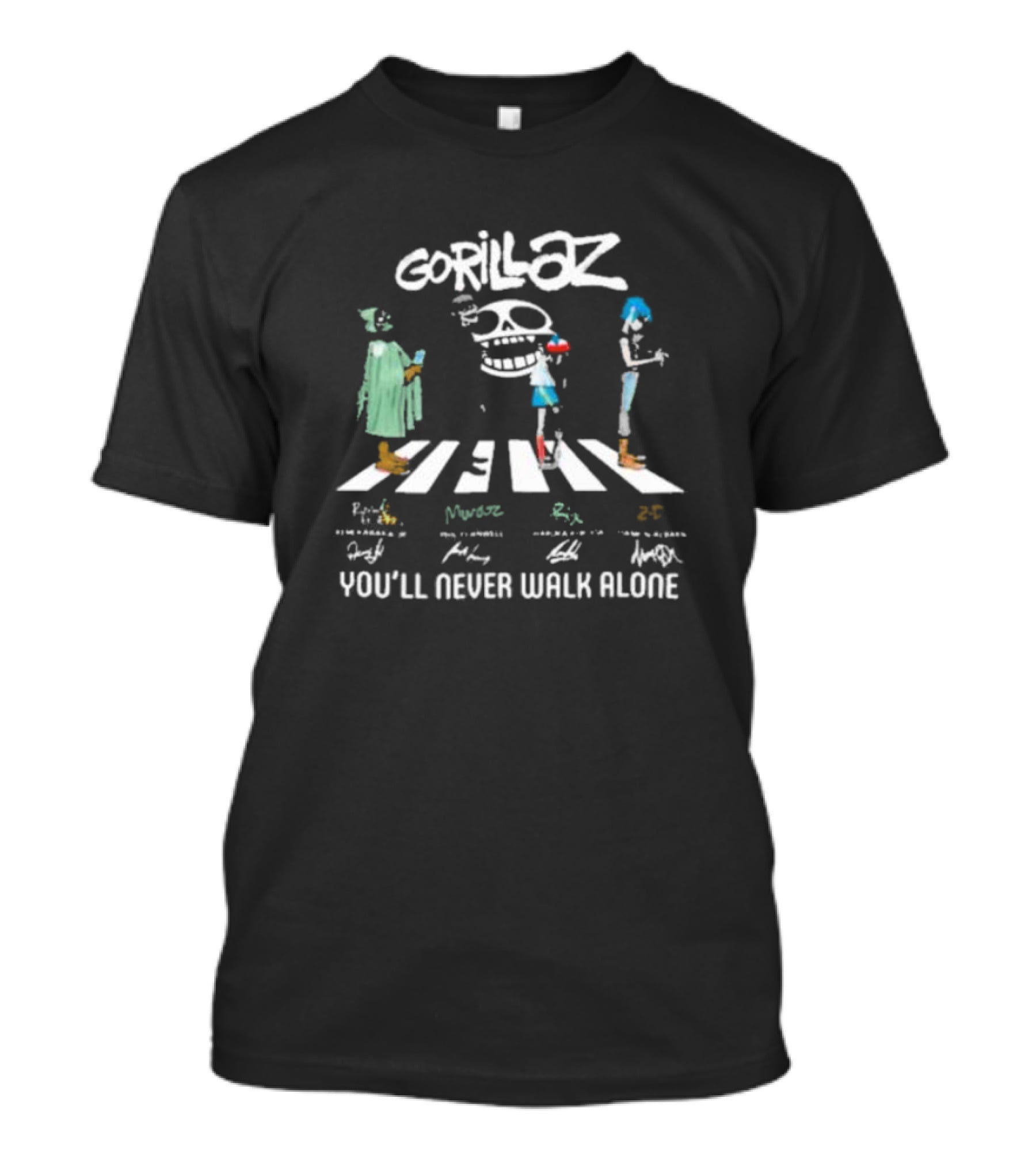 Gorillaz Abbey Road Crossover You’ll Never Walk Alone Signatures T-Shirt