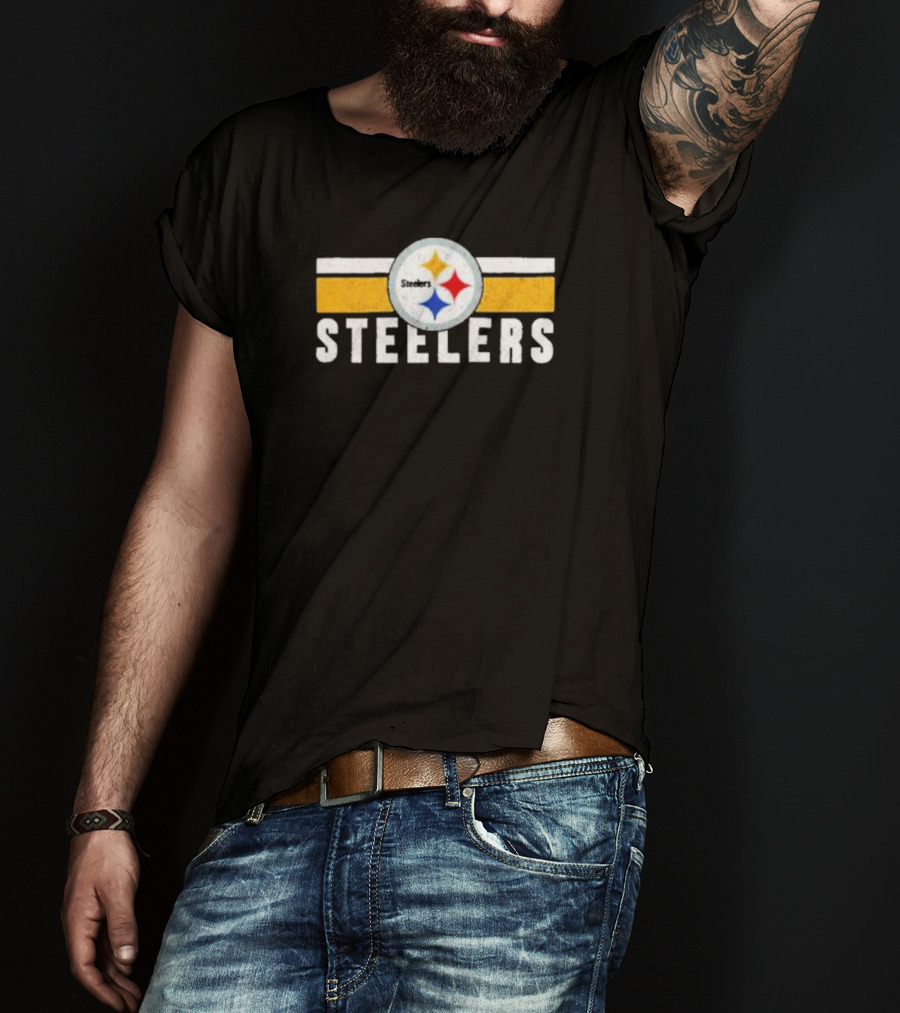 Pittsburgh Steelers Logo Stripes NFL Team Steelers T-Shirt