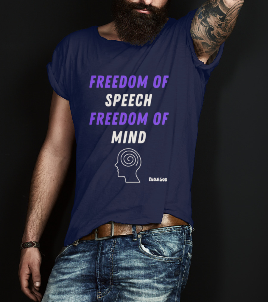 FUNKGOD Freedom Of Speech Freedom Of Mind Head Outline Spiral T-Shirt