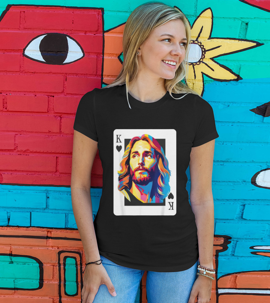 Jesus King Of Hearts Spades Christian Card T-Shirt