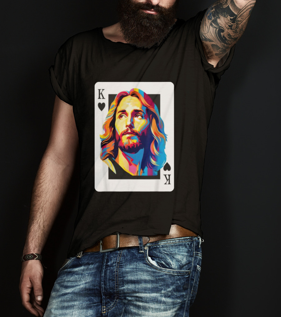 Jesus King Of Hearts Spades Christian Card T-Shirt
