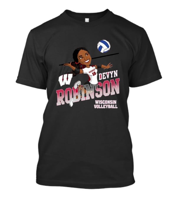 Wisconsin Volleyball Devyn Robinson Caricature T-Shirt