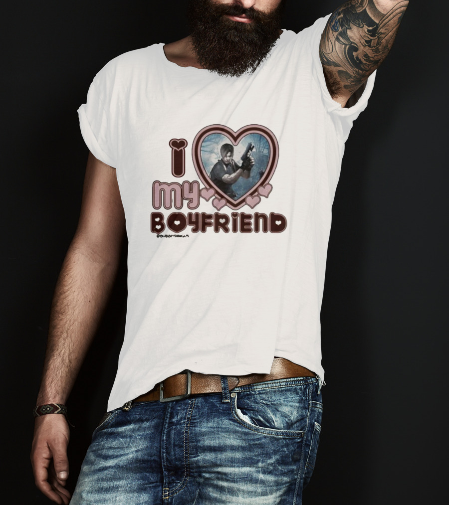 I Love My Boyfriend Leon Kennedy Heart T-Shirt