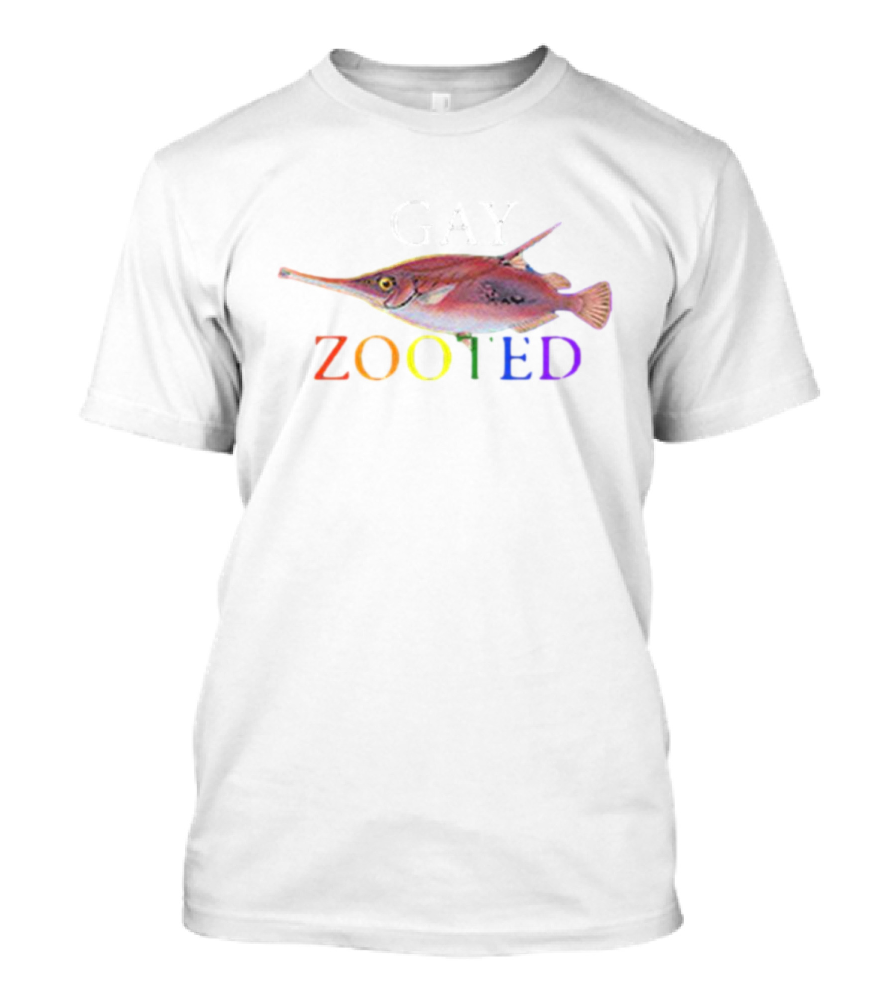 Gay Zooted Fish Rainbow Text Fish T-Shirt