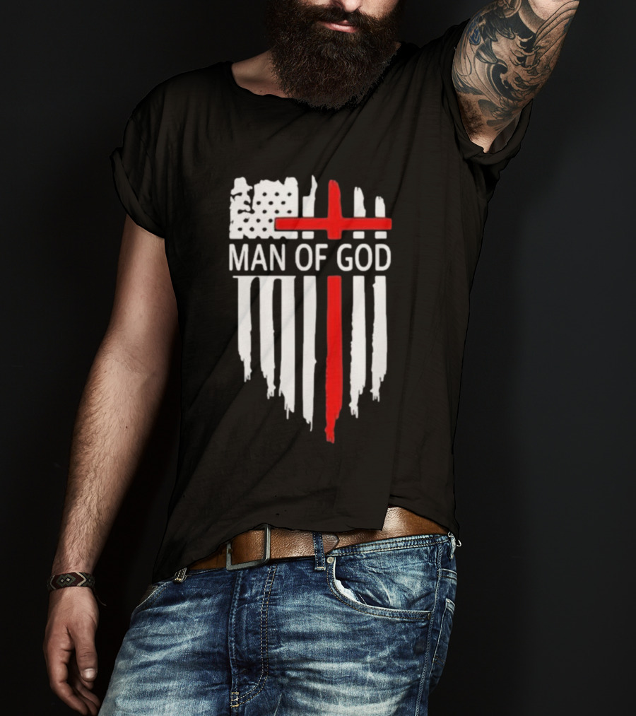 Man Of God American Flag Cross T-Shirt