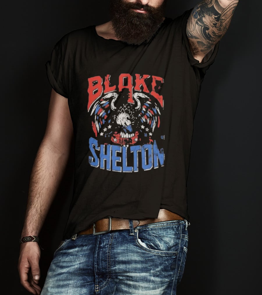 Blake Shelton USA Patriotic Black Eagle T-Shirt