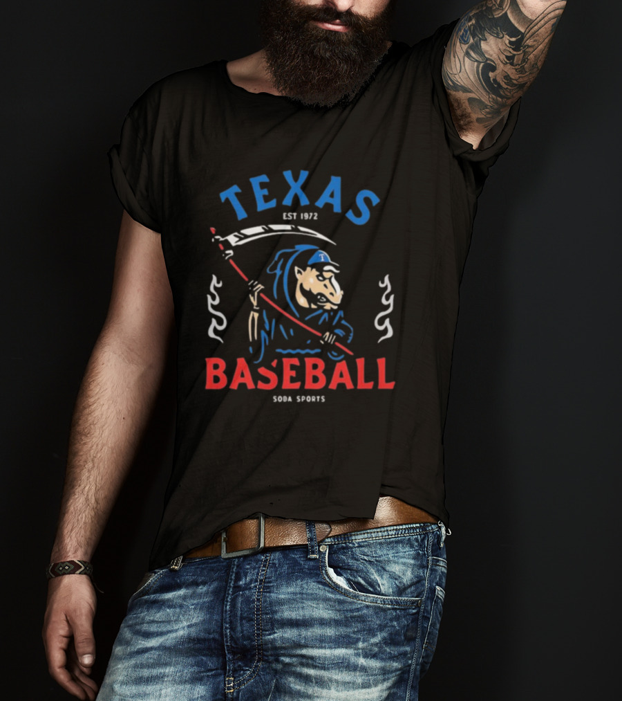 Texas Baseball Reaper Soba Sports Est 1972 T-Shirt