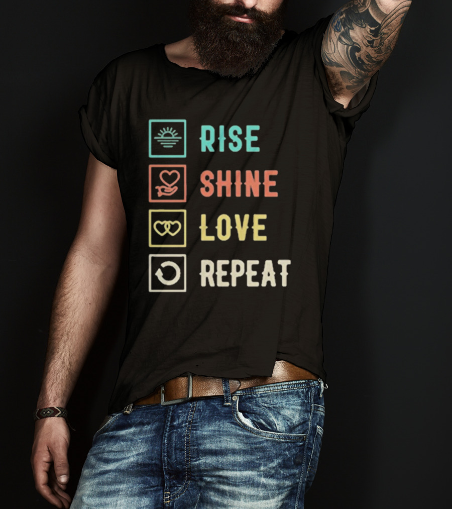 Rise Shine Love Repeat Icons T-Shirt