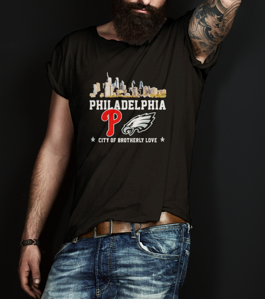 Philadelphia City Of Brotherly Love Skyline Philadelphia Eagles Phillies T-Shirt