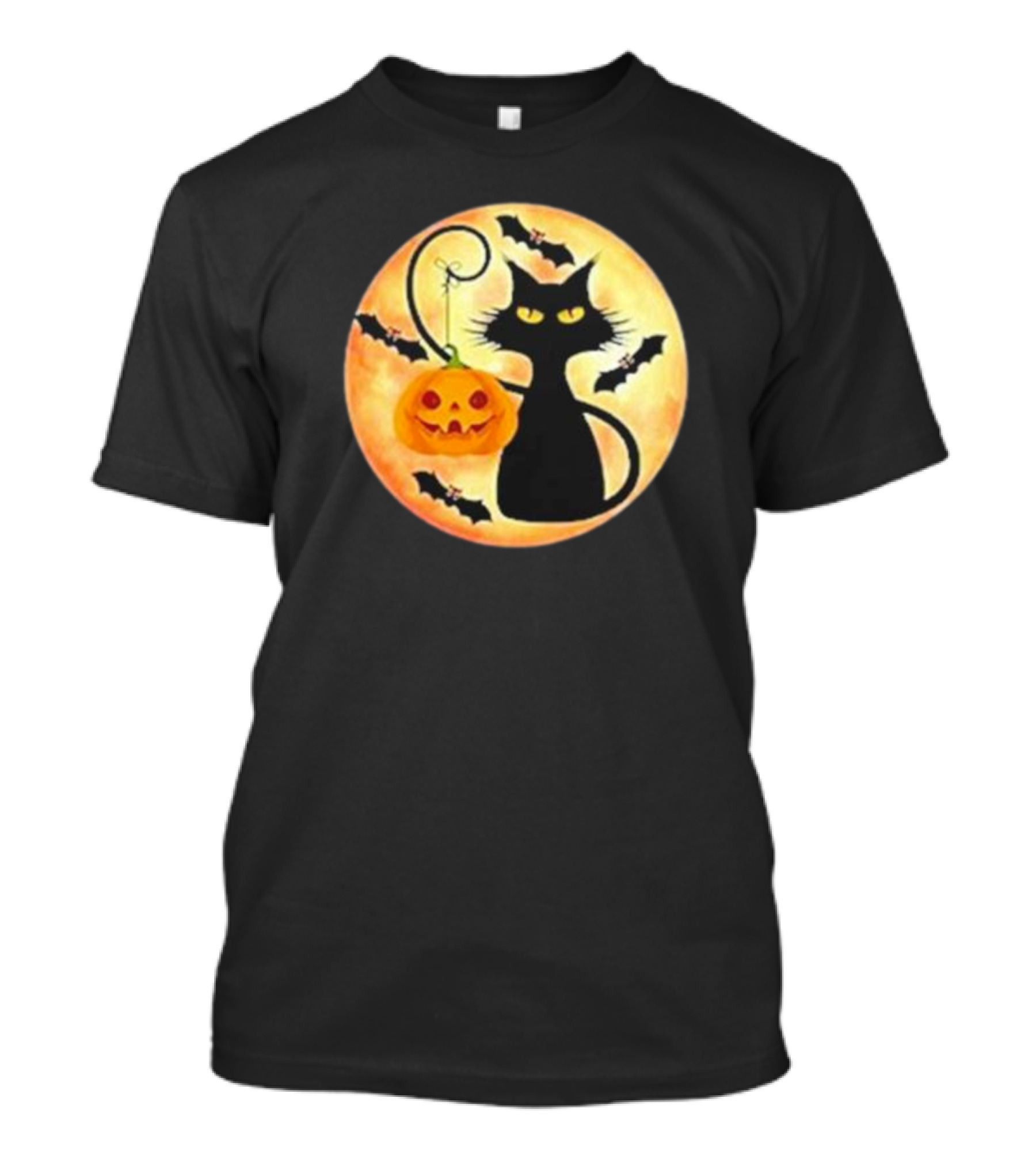Funny Pumpkin Black Cat Halloween Witch Bat Moon T-Shirt