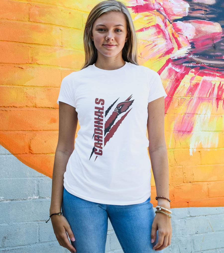 Arizona Cardinals Vertical Scratch Logo NFL Fan Gear T-Shirt