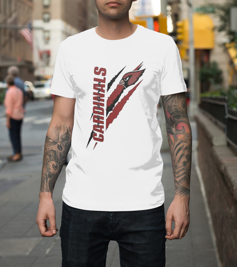 Arizona Cardinals Vertical Scratch Logo NFL Fan Gear T-Shirt