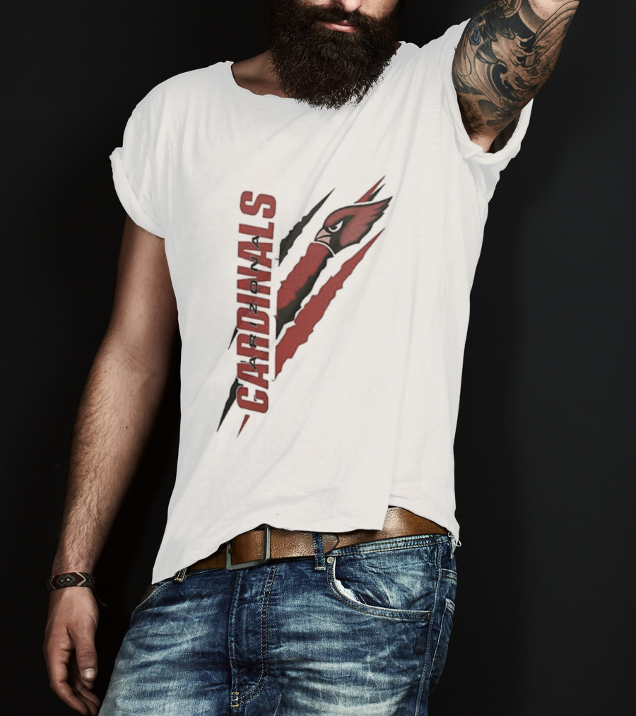 Arizona Cardinals Vertical Scratch Logo NFL Fan Gear T-Shirt