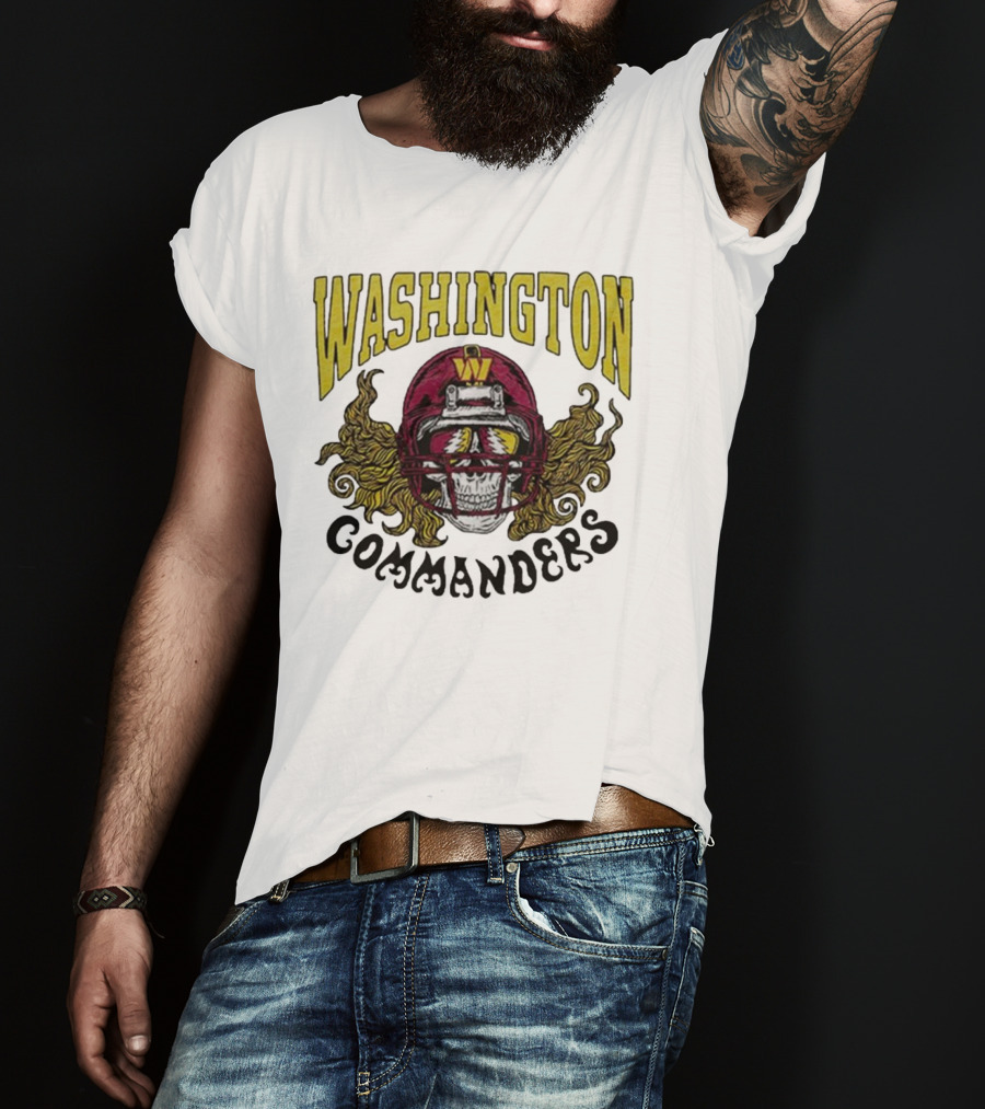 Washington Commanders Grateful Dead NFL Skull Helmet Collaboration T-Shirt