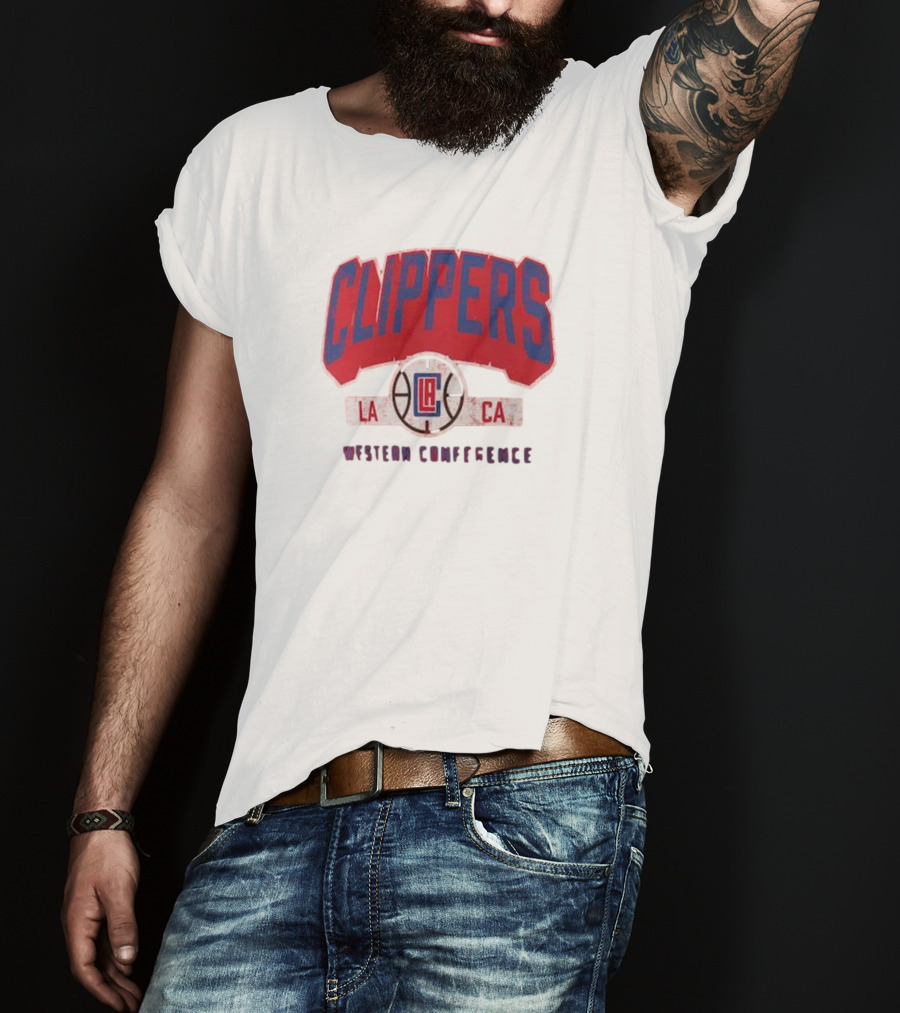 Clippers LA CA Western Conference Front Court Press Snow Wash T-Shirt