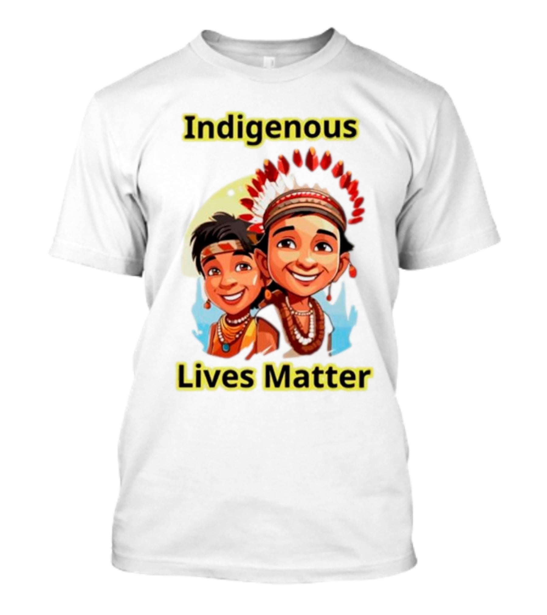 Indigenous Lives Matter Smiling Children Wearing Traditional Headdress T-Shirt