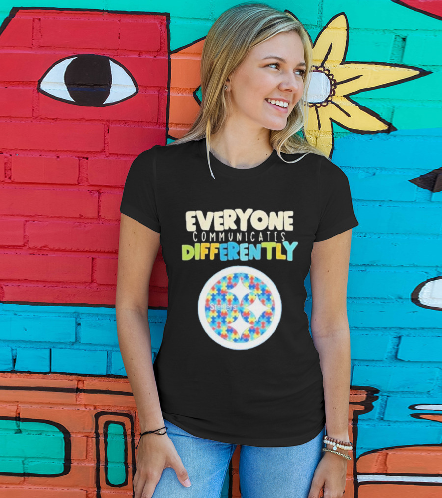 Everyone Communicates Differently Steelers Puzzle T-Shirt