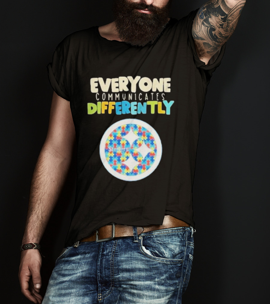 Everyone Communicates Differently Steelers Puzzle T-Shirt