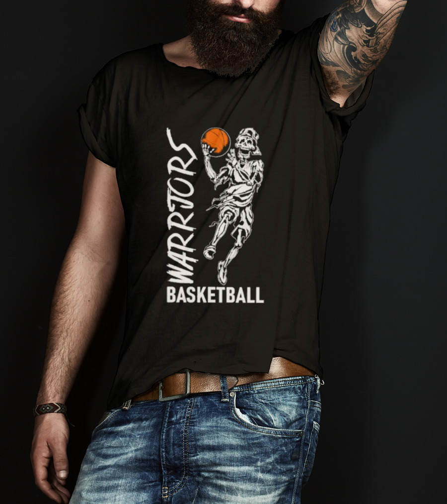 Warriors Skeleton Basketball Player Holding Ball T-Shirt