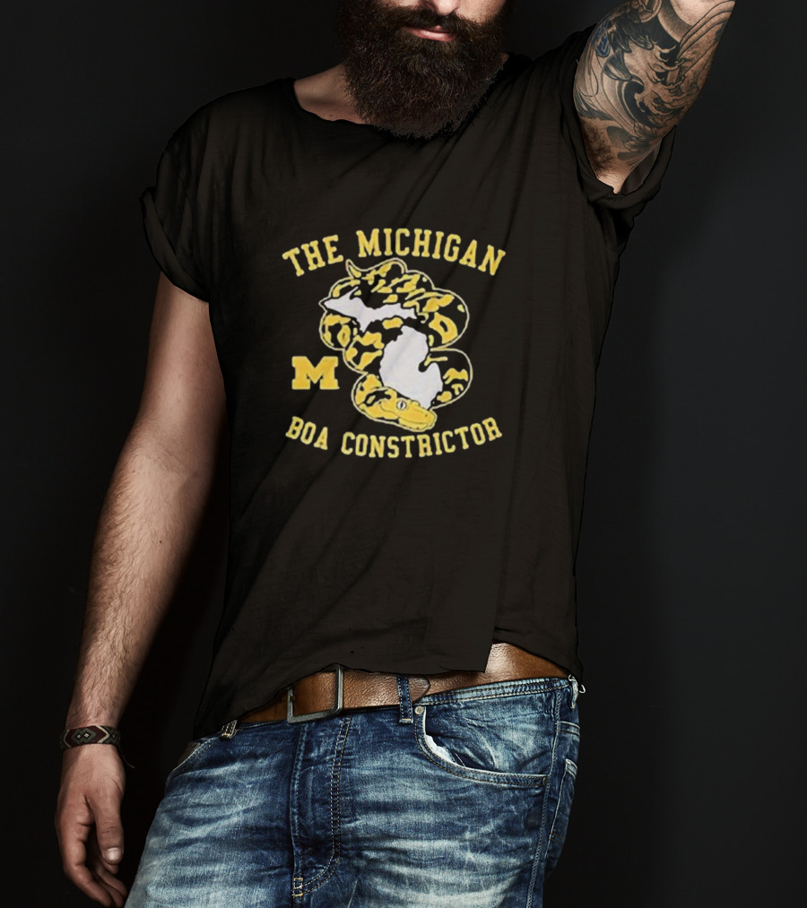 The Michigan Boa Constrictor Football M Logo Yellow Snake Map T-Shirt