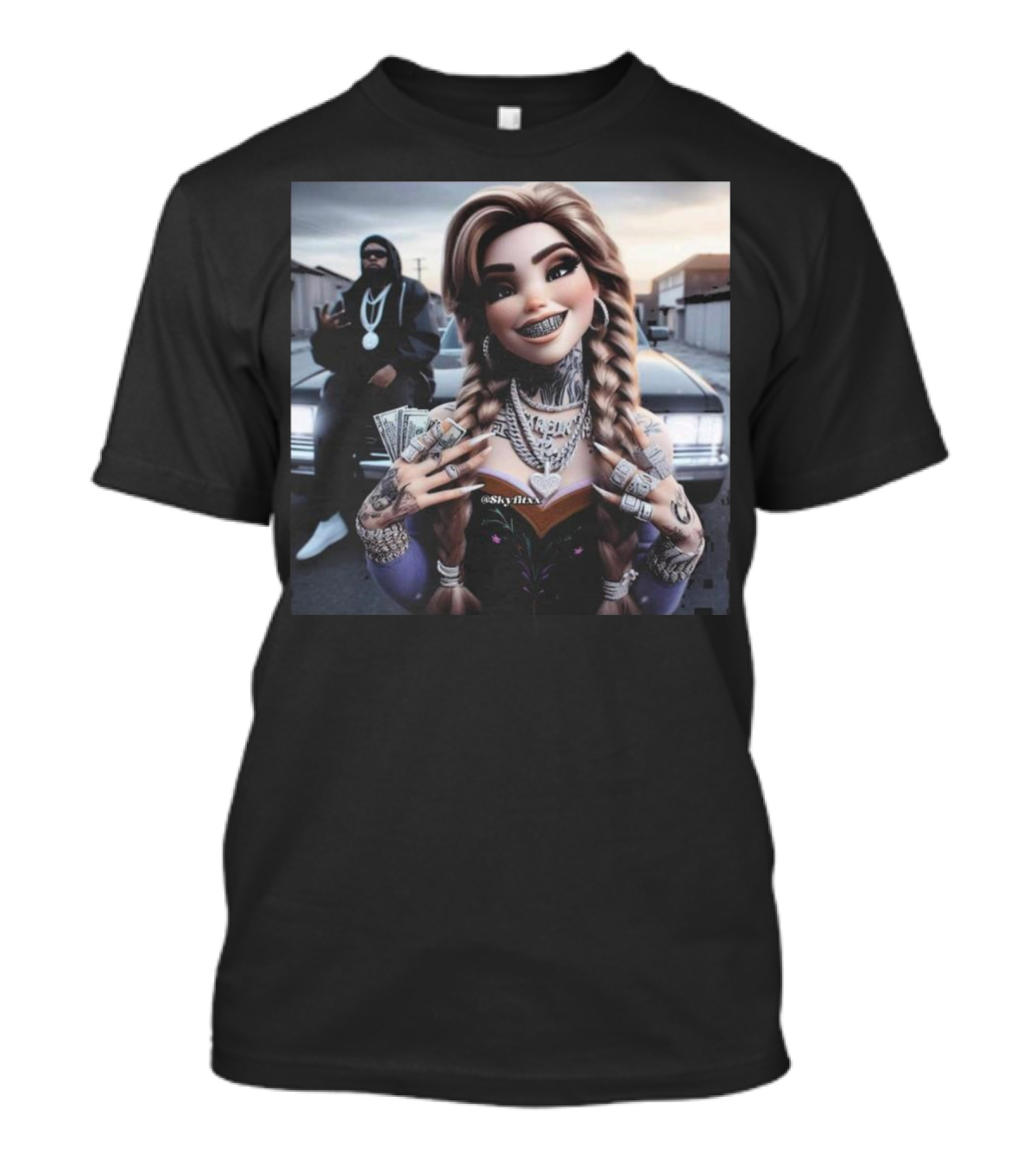 Anna Disney Grill Tattooed Street Style With Braids And Bling T-Shirt