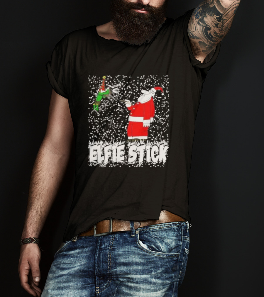 Elfie Stick Santa Christmas Humor T-Shirt