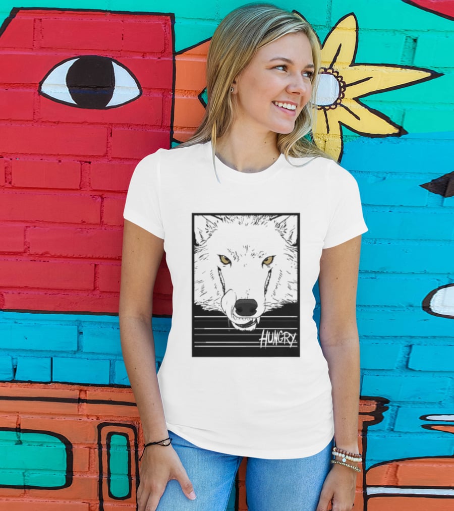 Sloshdog Hungry Wolf Face Yellow Eyes T-Shirt