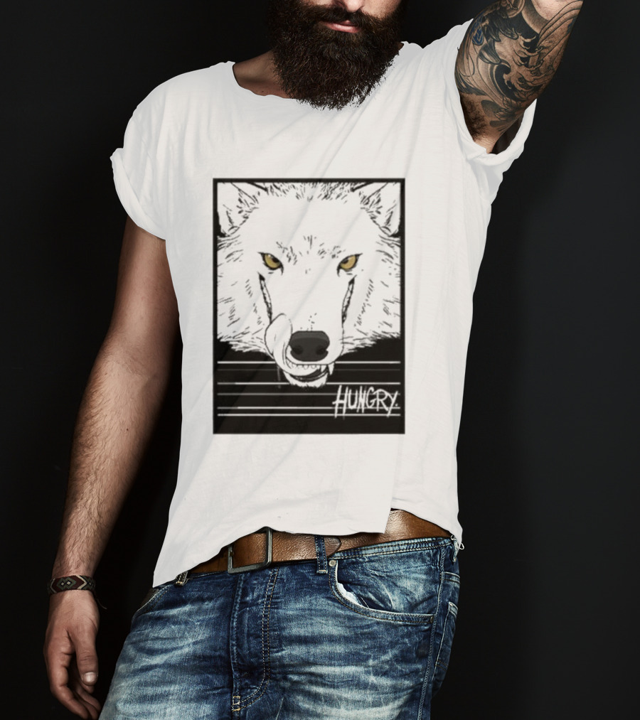 Sloshdog Hungry Wolf Face Yellow Eyes T-Shirt