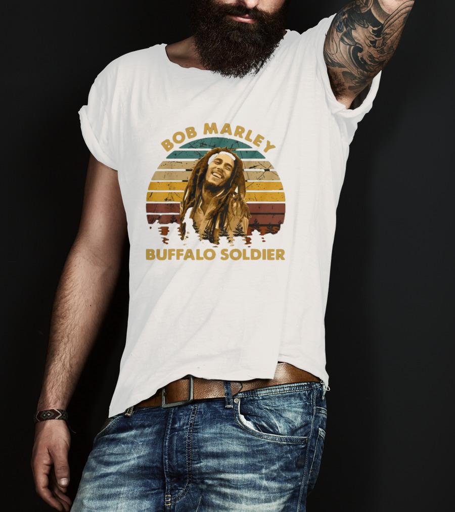 Bob Marley Buffalo Soldier Vintage Retro Sunset T-Shirt