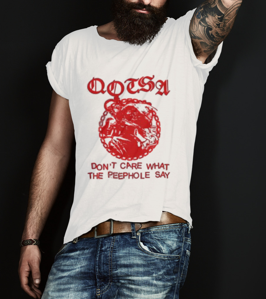 QOTSA Don't Care What The Peephole Say Red Skull T-Shirt