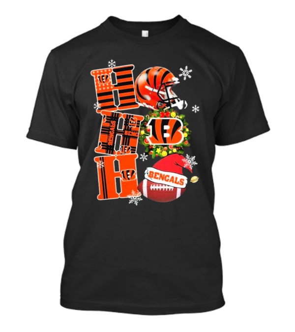 Cincinnati Bengals Ho Ho Ho Christmas Football Team T-Shirt
