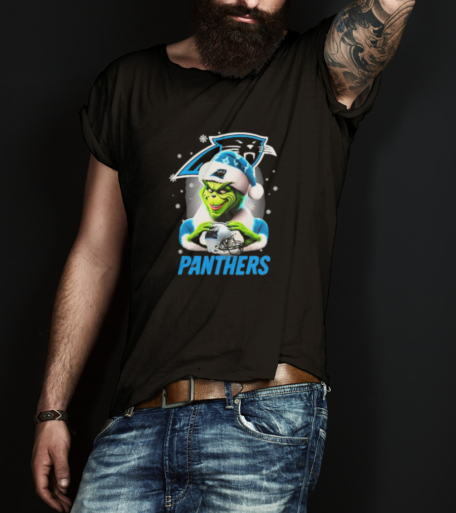 Santa Grinch Carolina Panthers Merry Christmas T-Shirt