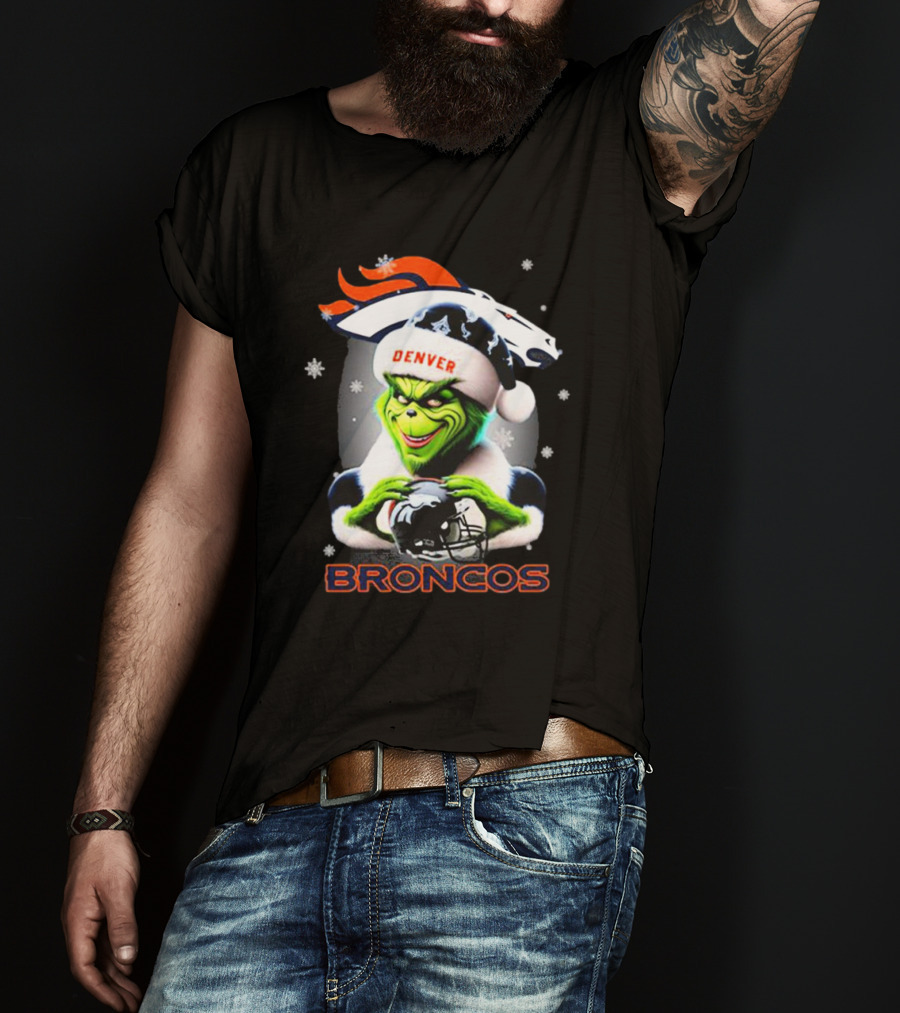 Santa Grinch Merry Christmas Denver Broncos Love T-Shirt