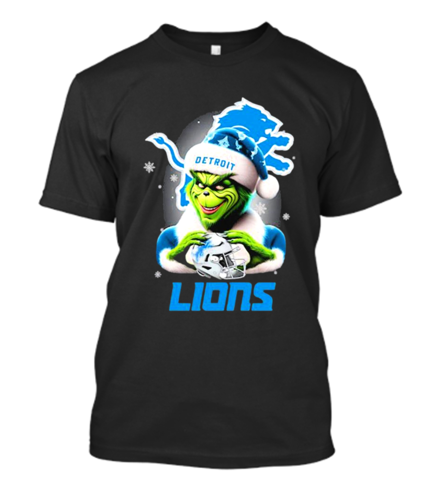Detroit Lions Grinch Christmas Santa Snowflakes T-Shirt