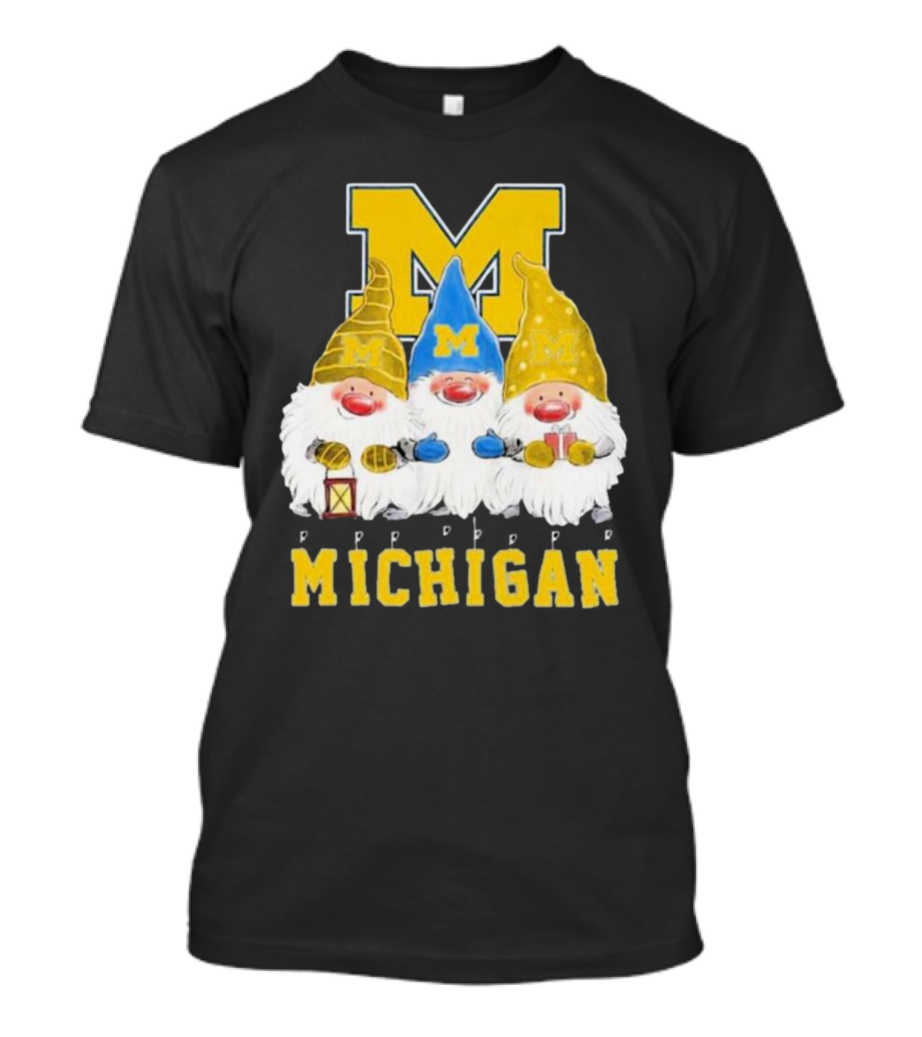 Michigan Wolverines Gnomes Merry Christmas T-Shirt