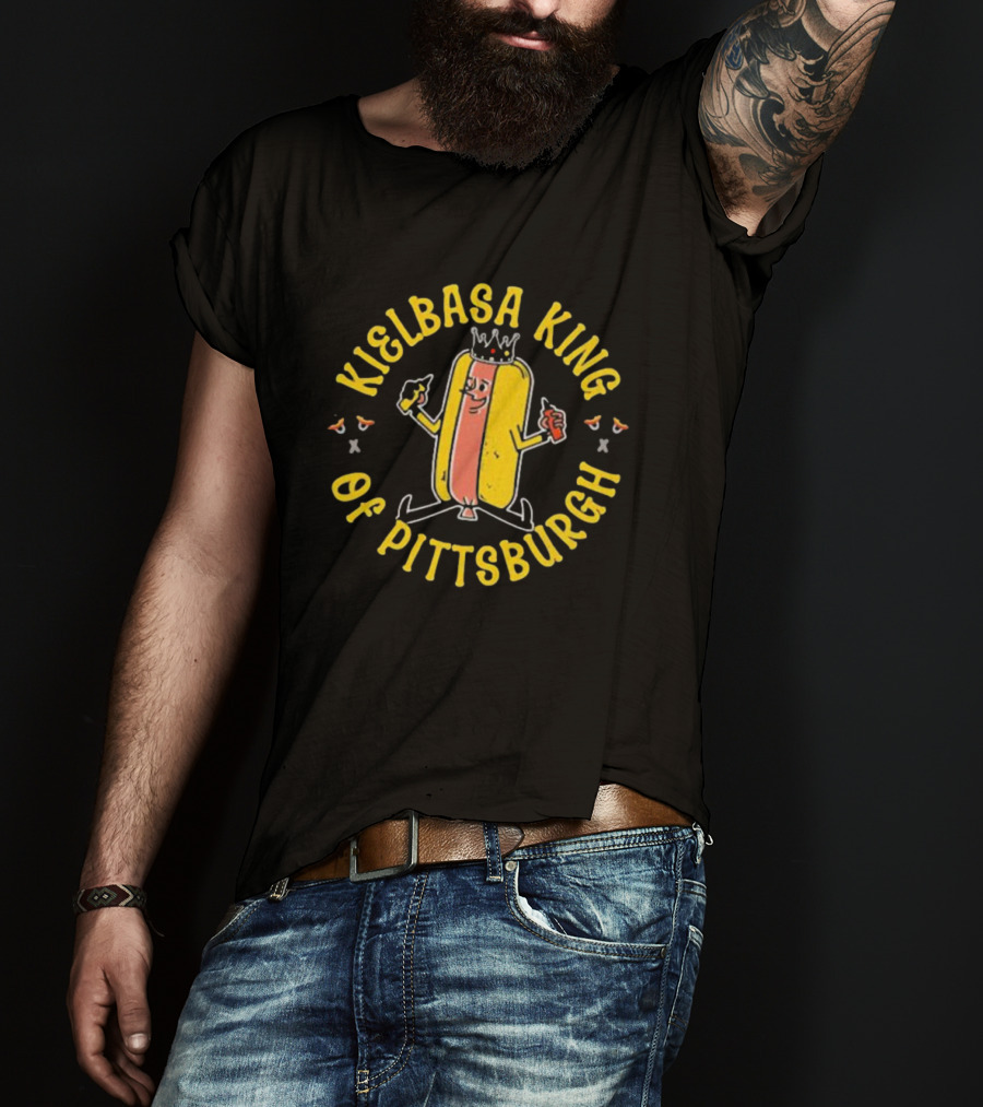 Kielbasa King Of Pittsburgh Crowned Hot Dog T-Shirt