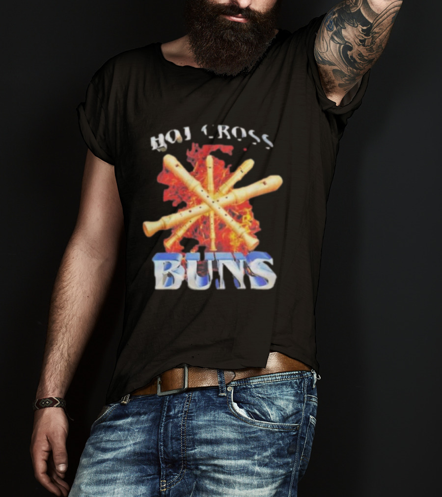 HOT CROSS BUNS Recorders Flame Crossed T-Shirt